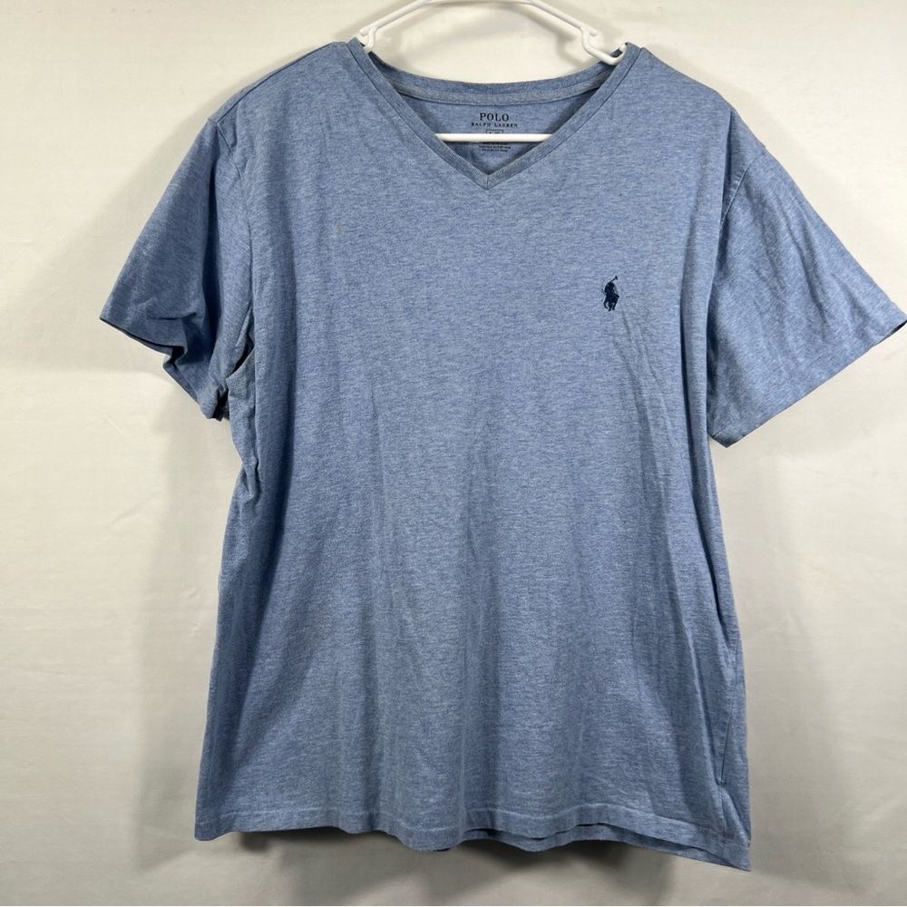 Polo by Ralph Lauren Mens Heather Blue V-Neck Tee 0646